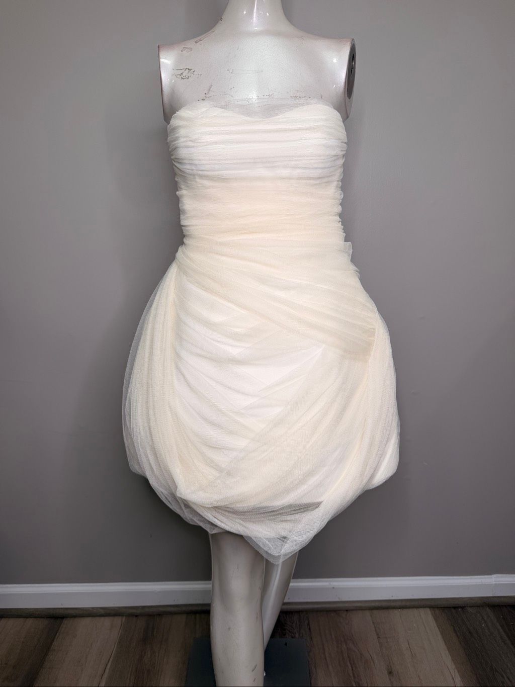 Danielle Frankel Bernie Strapless Draped Tulle And Satin Mini Dress Us 2 $4990 — image 4 of 8